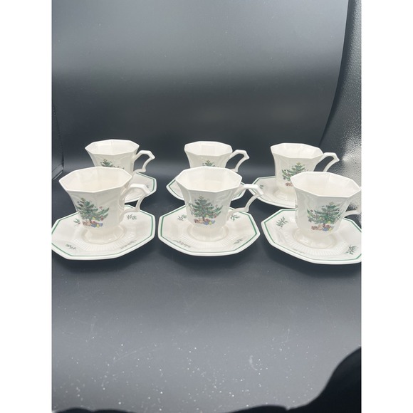 Nikko Ceramics Other - 🎄 Nikko Christmastime Coffee Cup & Saucer Set–Holly & Christmas Tree–Vintage☕